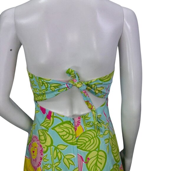 Lilly Pulitzer Womens Sabrina Dress Tie Back Owl Lion Giraffe Elephant Size 2 - Picture 7 of 13